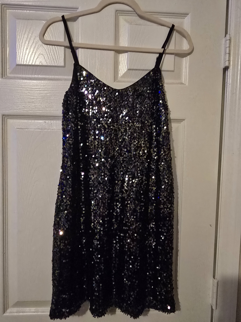 APRICOT Black Sequin Slip Dress